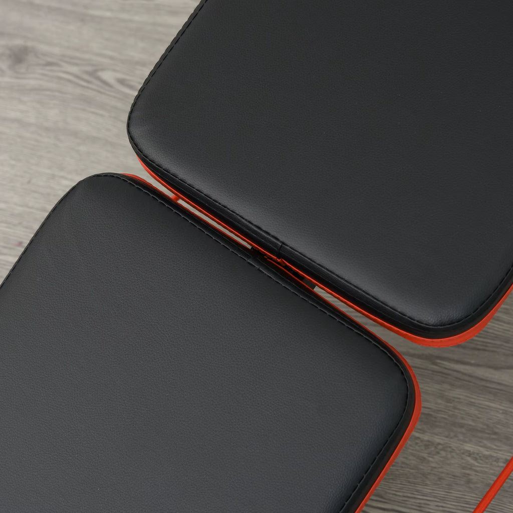 Sit up Bench Core Workout Adjustable Thigh Support Foldable for Home Gym W/ Arm Pulling Rope Black