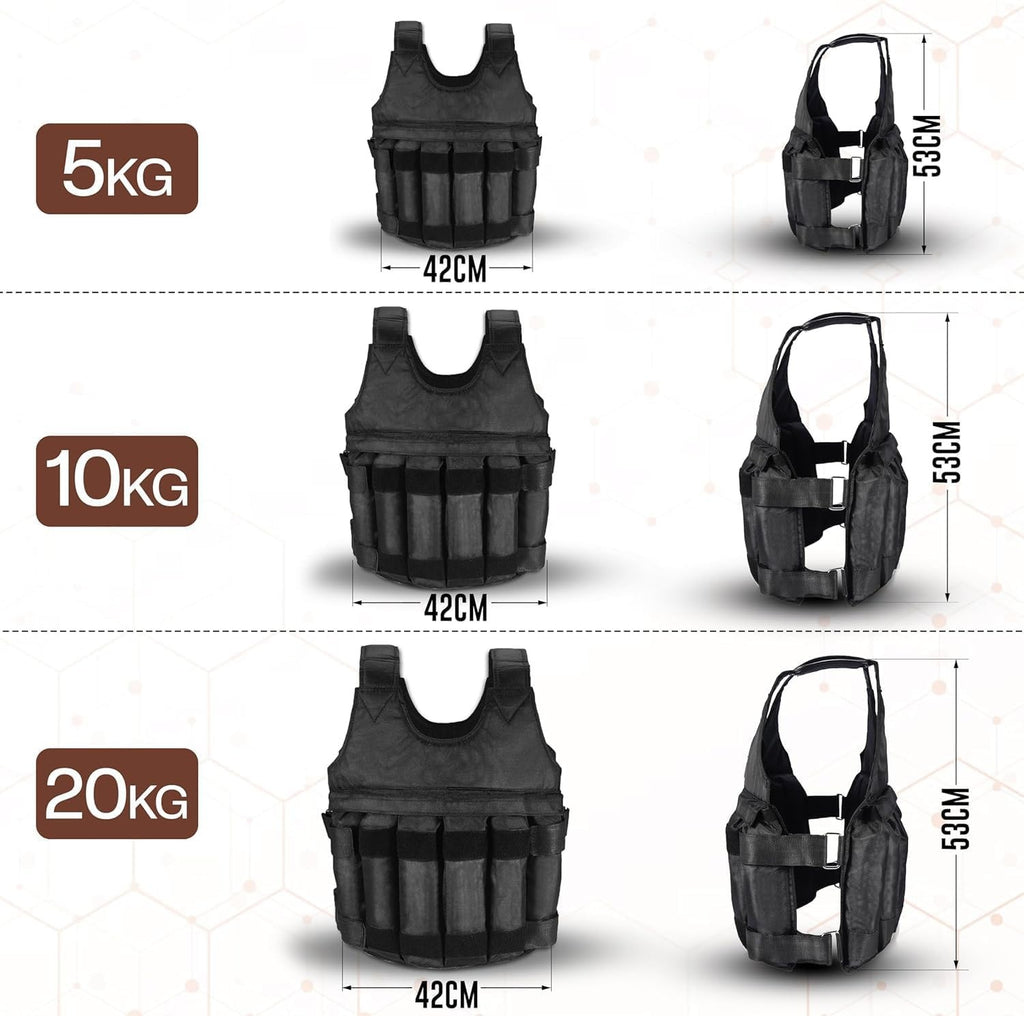 5-20 Kg Weighted Vest Gym Running Fitness Sports Training Weight Loss Jacket UK