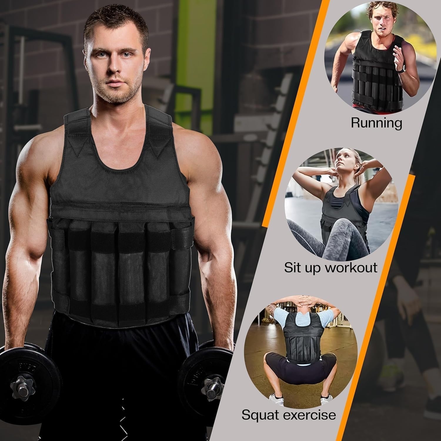 5-20 Kg Weighted Vest Gym Running Fitness Sports Training Weight Loss Jacket UK