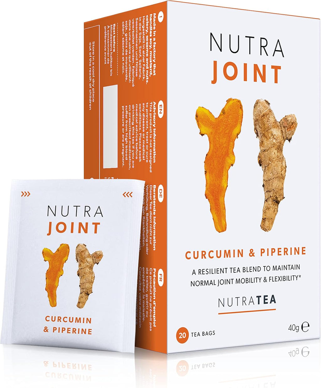 NUTRAJOINT - Joint Care Tea | Helps Improve Mobility & Flexibility - with Turmeric, Green Tea & Black Pepper - 20 Enveloped Tea Bags - by