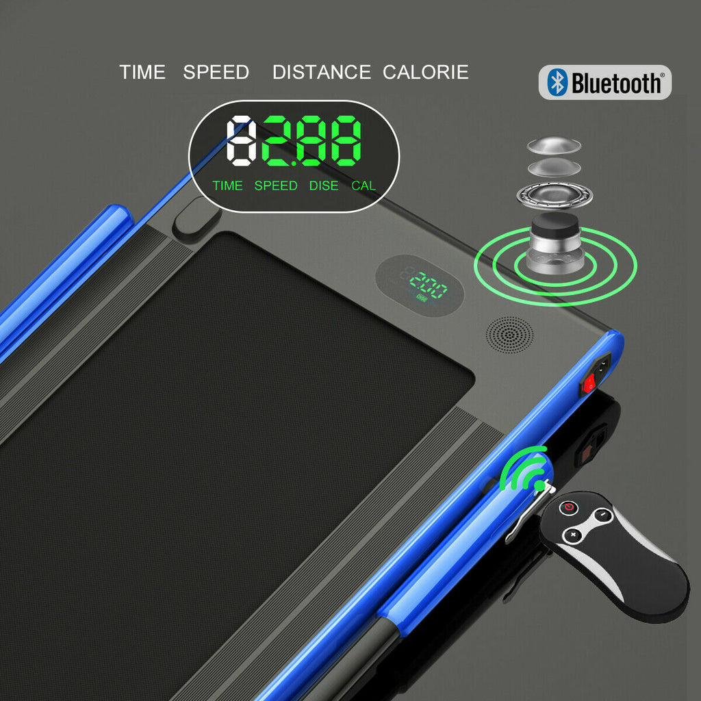 2 in 1 Folding Treadmill Electric Walking Running Machine Bluetooth LED Display