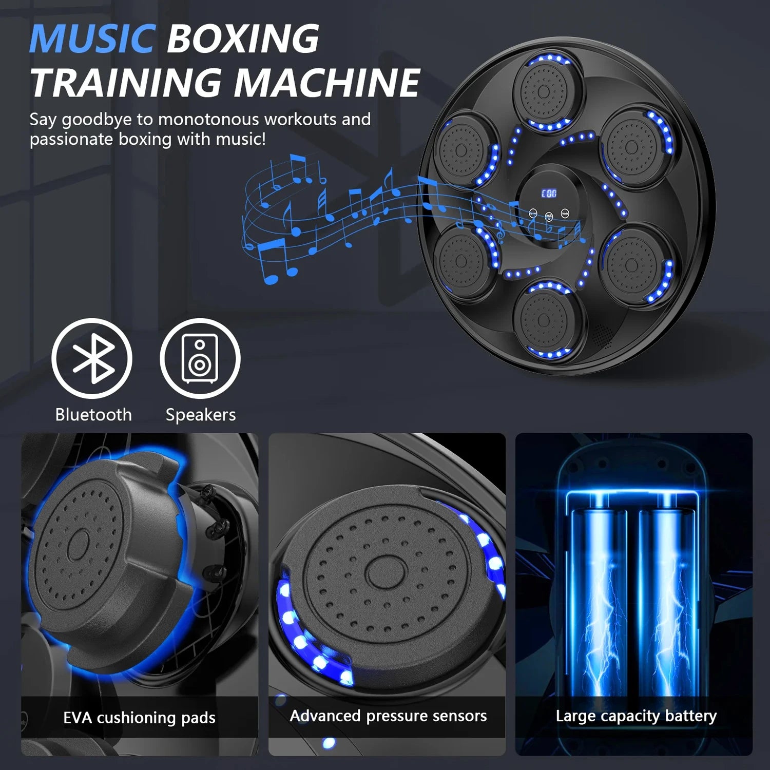 Music Boxing Machine Smart Music Boxing Machine Musical Boxing Machine Wall Mounted 9 Mode/Speed Adjustment Bluetooth Connection
