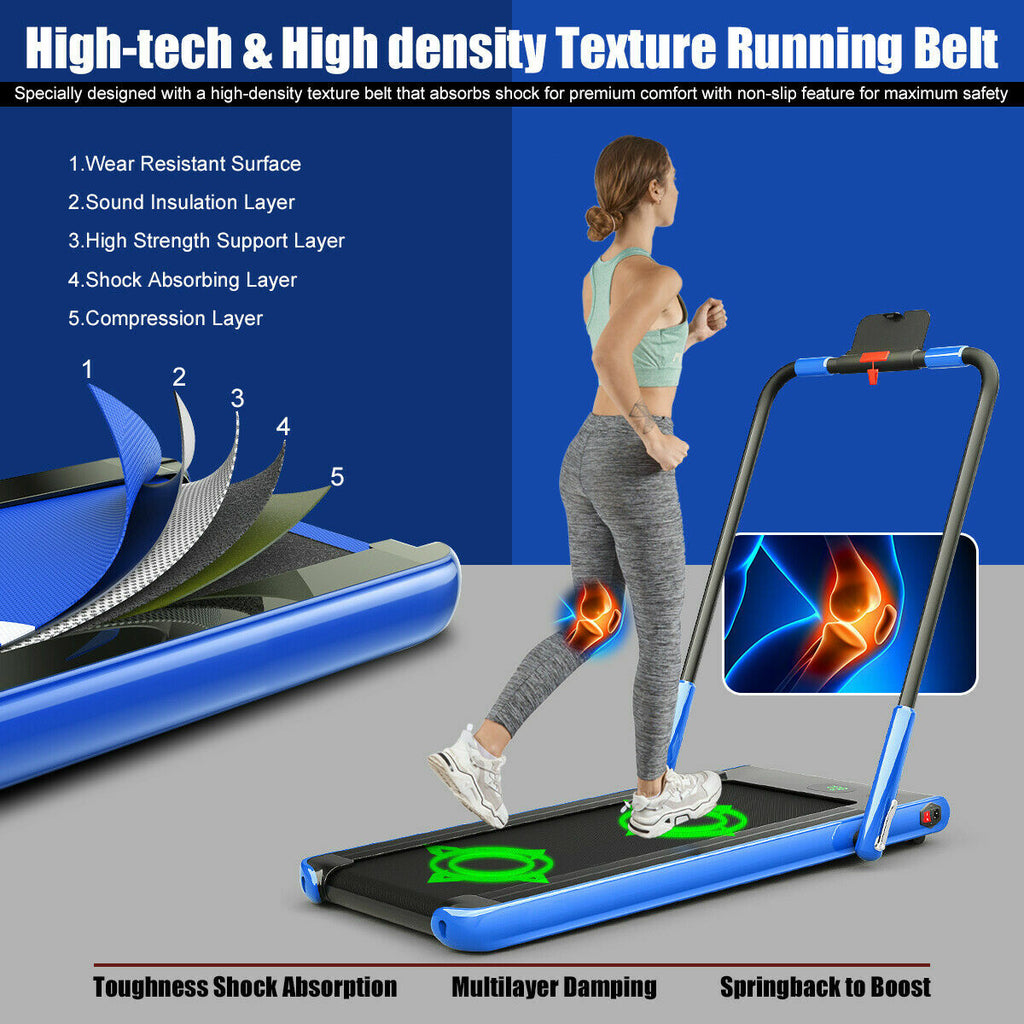 2 in 1 Folding Treadmill Electric Walking Running Machine Bluetooth LED Display