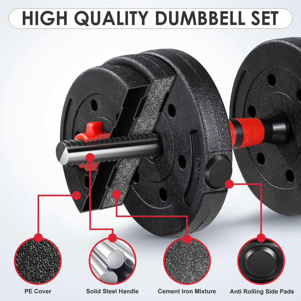 15/20/30/40 Kg Dumbbell Barbell Weight Set Pair Hand Weights Gym Fitness Workout