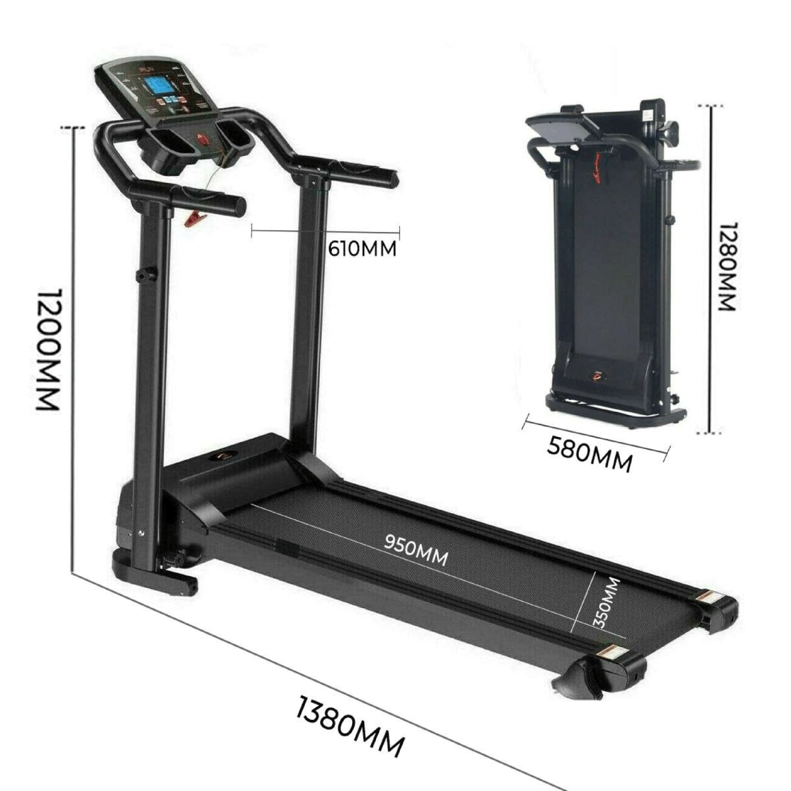 Electric Motorised Treadmill Folding Running Walking Machine Home Gym Workout