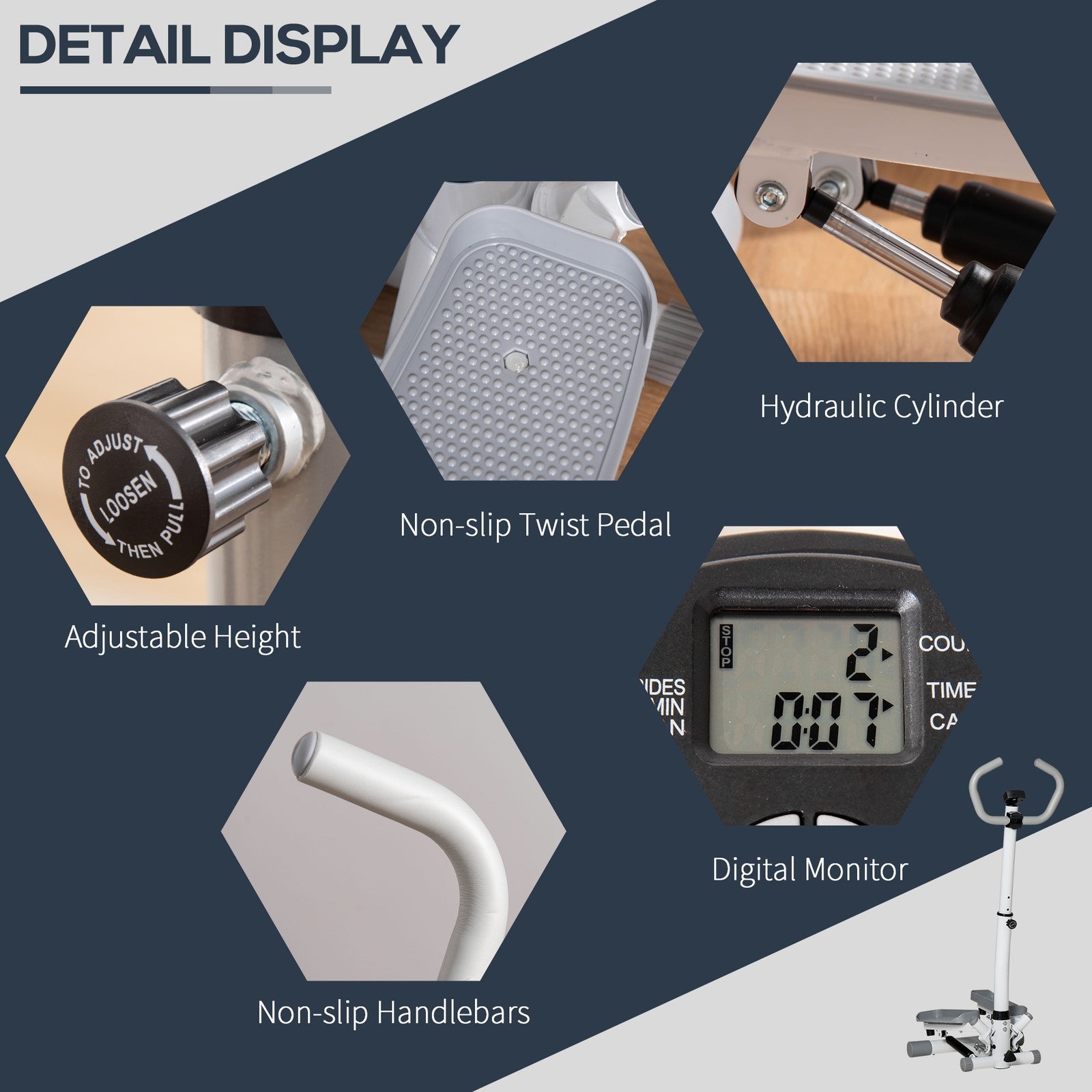 Adjustable Twist Stepper Step Machine for Home Gym Office Aerobic Workout