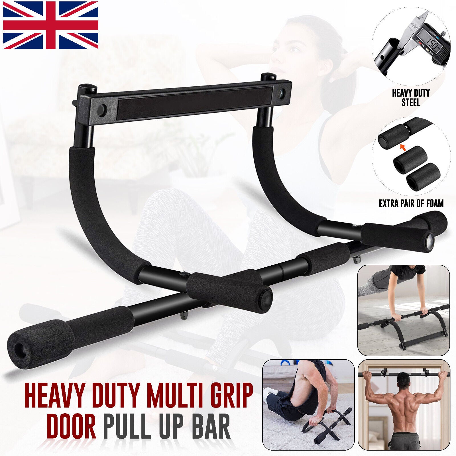 Pull up Bar Doorway Chin up Bar Fitness Home Gym Exercise Strength Work Out Dips
