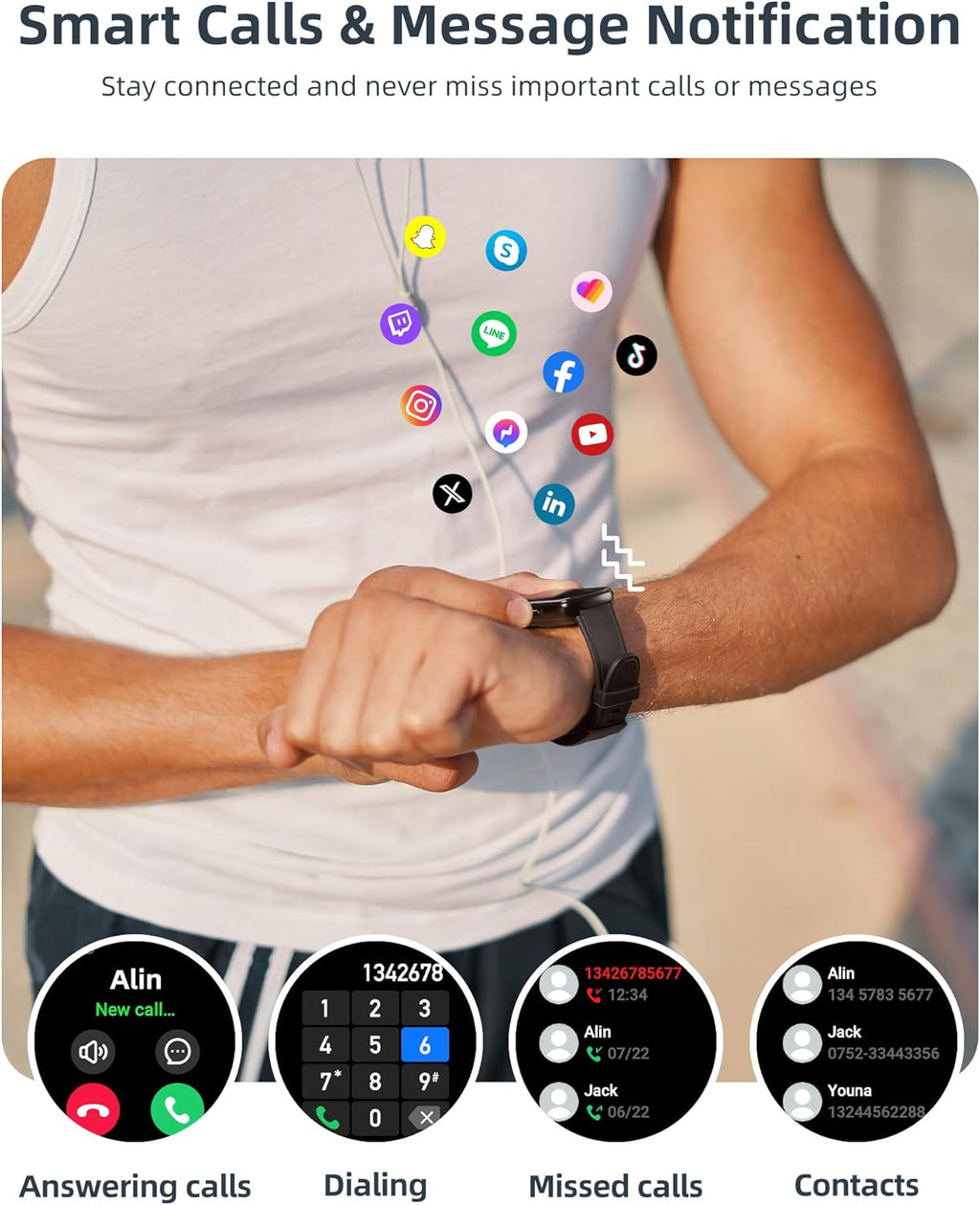 Smart Watch Answer/Make Calls, Smart Watch for Men Women Fitness Watch with 100+ Sports, Heart Rate Sleep, Smartwatch for Android & Ios