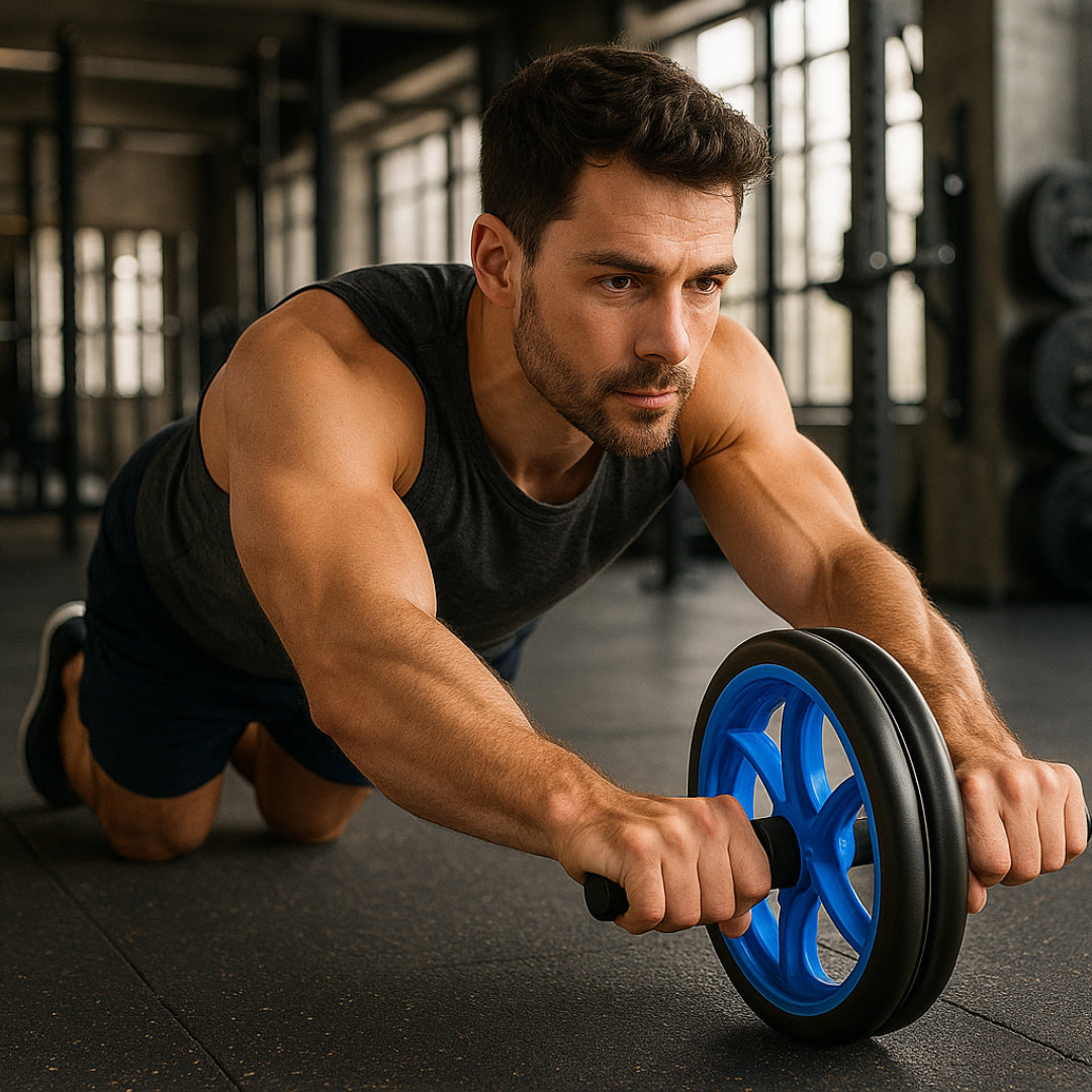 Ab Roller Dual-Wheel Core Trainer Non-Slip Abdominal Fitness Exercise Tool Gym